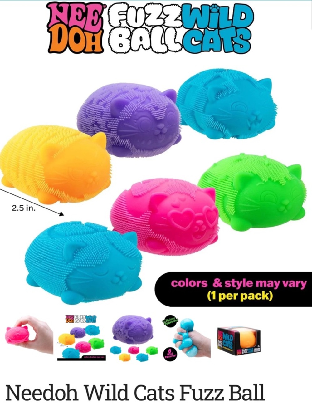 NeeDoh Fuzz Ball Wild Cats - BLUE - Picture 8 of 9